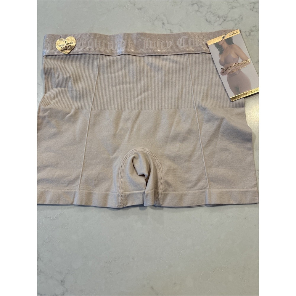 NWT Juicy Couture Logo Nude Pink Seamless Shaper Boxer Shorts Panties Size Small